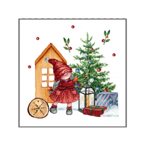 Коледна калъфка - Коледен елф около елхата