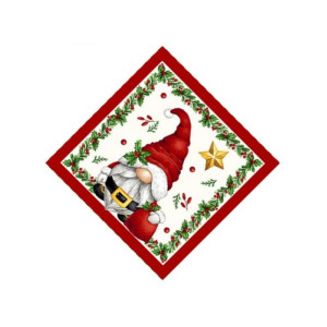 Коледна салфетка с Коледен елф с подарък