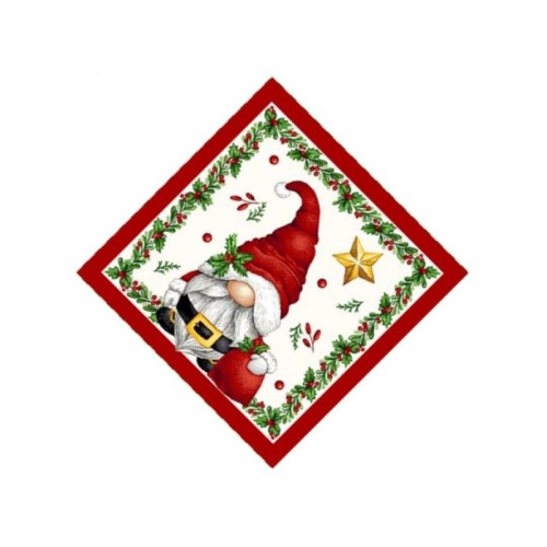 Коледна салфетка с Коледен елф с подарък