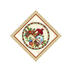 Коледна салфетка с Коледна декорация със златен кант