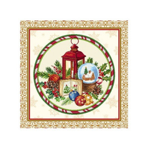 Коледна калъфка - Коледна декорация златен кант