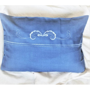 Ленена калъфка за възглавница 100% естествен лен - СТИЛ синьо