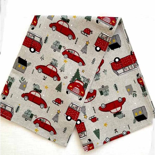 Ленена кухненска кърпа коледни колички