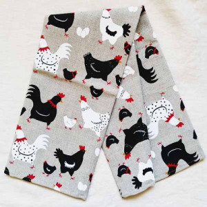 Ленена кухненска кърпа ВЕСЕЛИТЕ КОКОШКИ