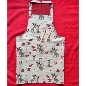 Ленена кухненска престилка Коледни Еленчета