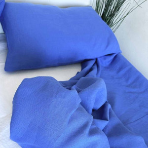 Ленена калъфка за възглавница 100% естествен омекотен лен СИН