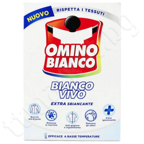 Omino Bianco Vivo прахообразна добавка за незабавно избелване на тъкани 0,500кг. Omino Bianco Vivo прахообразна добавка за незабавно избелване на тъкани 0,500кг.