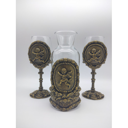 Сет от 2 бр. чаши за вино и декантер Колекция Прелитащия ангел