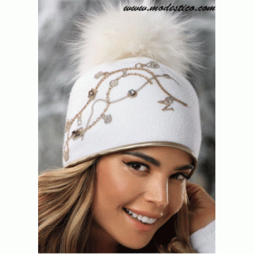 Зимна шапка вълна с пискюл Зимна шапка вълна с пискюл