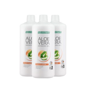 Aloe Vera Гел за пиене с вкус на праскова, троен комплект