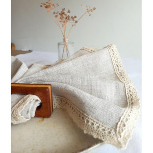 Ленени салфетки натурал с дантела 4бр.