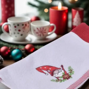 Коледна хавлиена кърпа с бродерия джудже