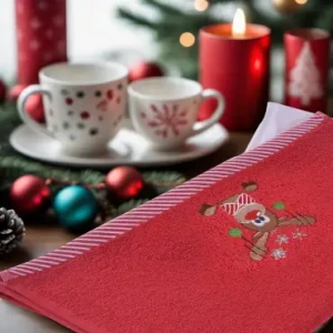 Коледна хавлиена кърпа с бродерия еленче