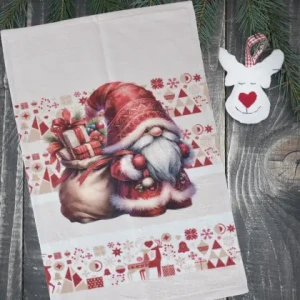 Коледна хавлиена кърпа джудже с подаръци