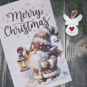 Коледна хавлиена кърпа джудже с фенер