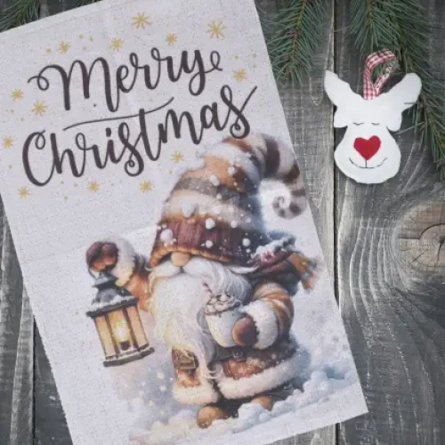 Коледна хавлиена кърпа джудже с фенер Коледна хавлиена кърпа джудже с фенер