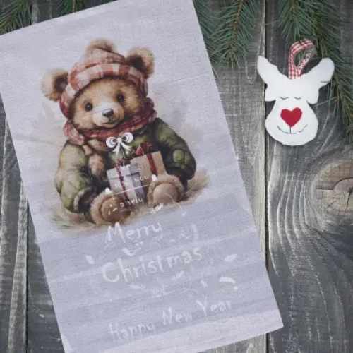 Коледна хавлиена кърпа мече Коледна хавлиена кърпа мече