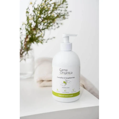 Натурален сапун за ръце с екстракт от Сапунени ядки и Камелия - 500 ml